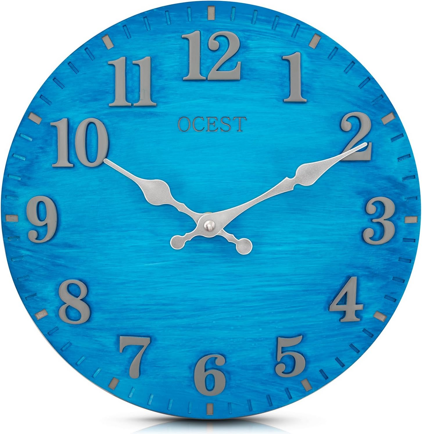 OCEST 12 Inch Indoor Outdoor Clock, Waterproof Resin Outdoor Wall Clock, Silent Non-Ticking Battery Operated Wall Clock for Garden Pool Patio Living Room Office