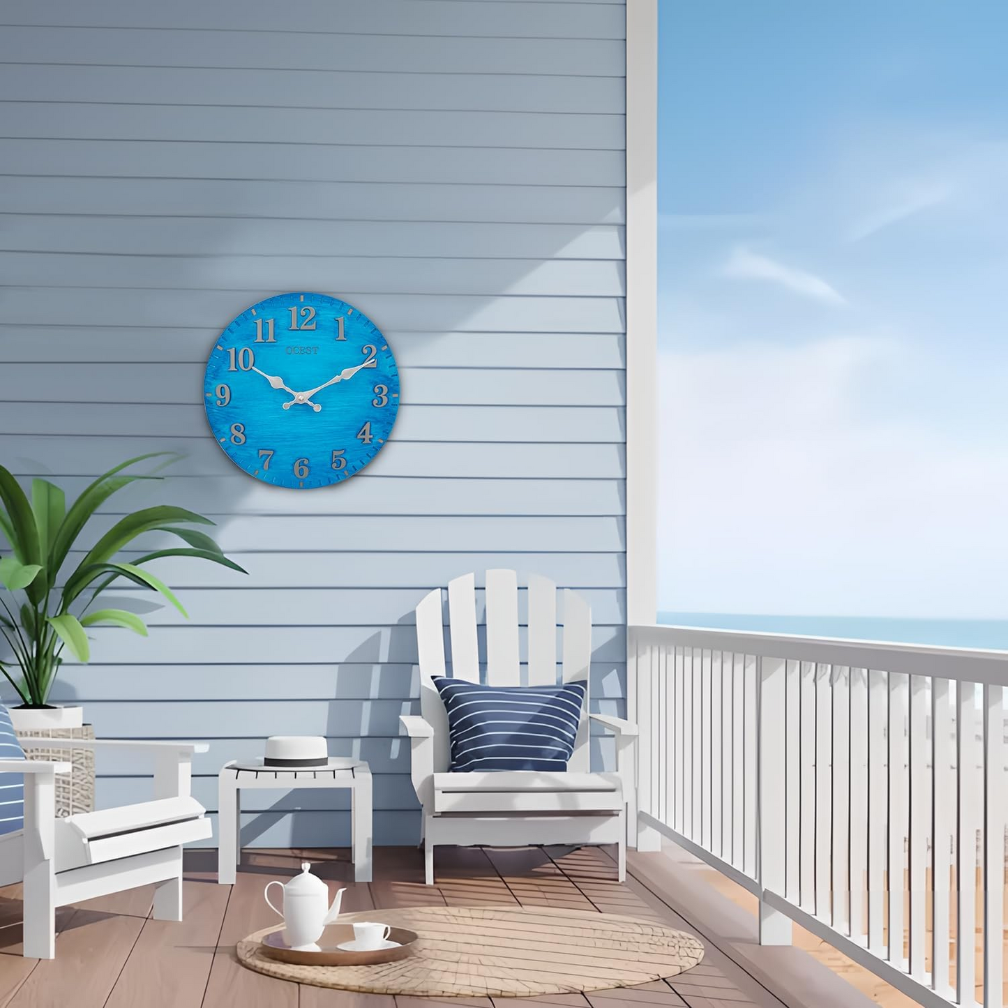 OCEST 12 Inch Indoor Outdoor Clock, Waterproof Resin Outdoor Wall Clock, Silent Non-Ticking Battery Operated Wall Clock for Garden Pool Patio Living Room Office