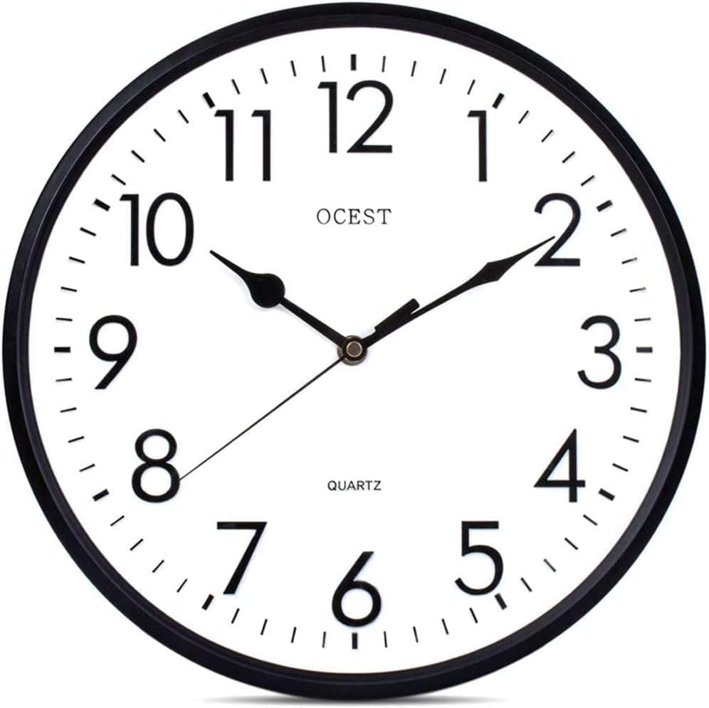 OCEST 12 Inch Indoor Outdoor Wall Clock Large Display Battery Operated Quartz Decorative Clock Silent Non-Ticking Round Easy to Read for Pool Garden Patio Office Living Room