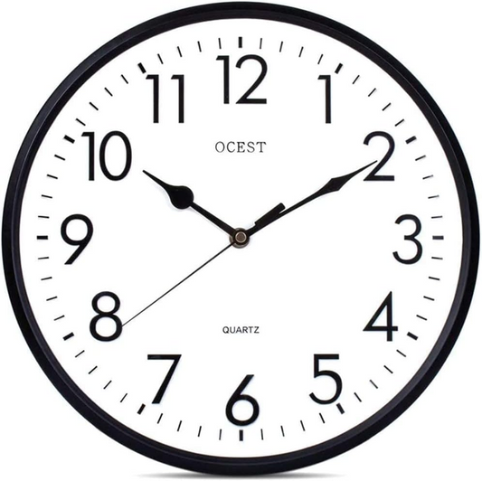 OCEST 12 Inch Indoor Outdoor Wall Clock Large Display Battery Operated Quartz Decorative Clock Silent Non-Ticking Round Easy to Read for Pool Garden Patio Office Living Room