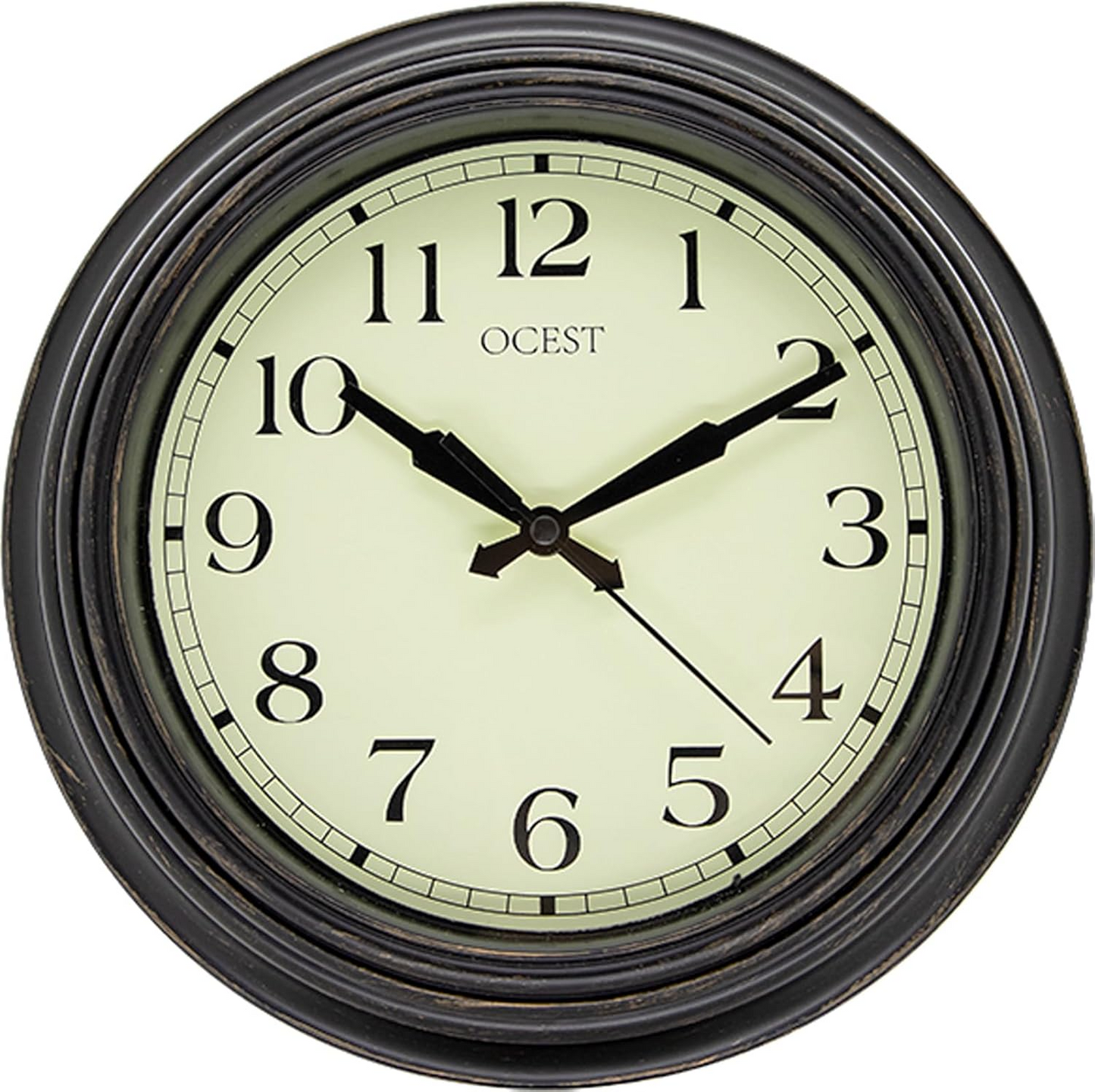 OCEST Kitchen Wall Clock, 9-Inch Silent Non Ticking Battery Operated Wall Clock for Livingroom, Bedroom, Bathroom, Office, Easy to Read, Large Display (Bronze)