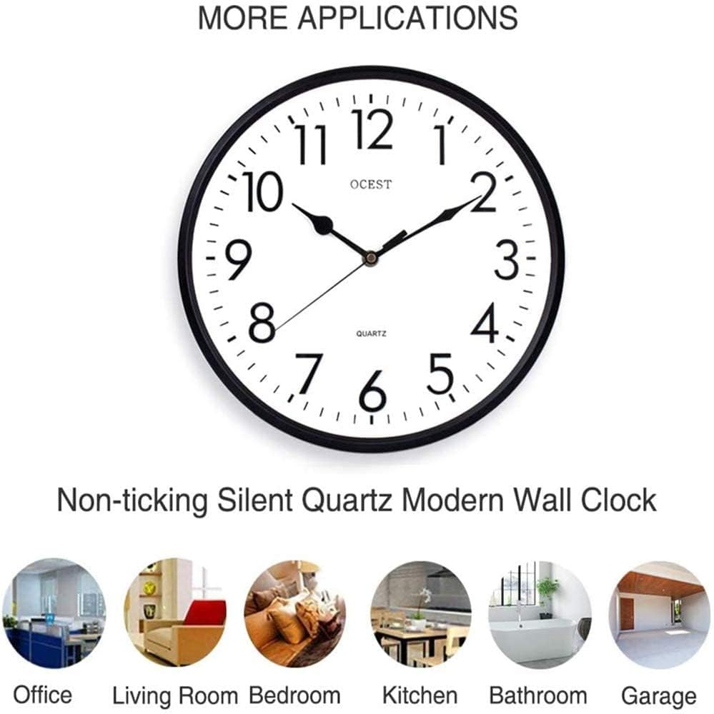 OCEST 12 Inch Indoor Outdoor Wall Clock Large Display Battery Operated Quartz Decorative Clock Silent Non-Ticking Round Easy to Read for Pool Garden Patio Office Living Room