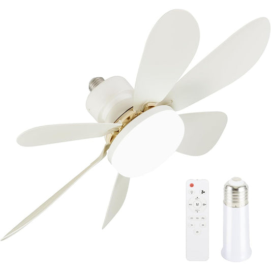 Fan Light with Remote, 20.5'' Ceiling Fans with Lights, Small Ceiling Fan with 3-Speeds and Memory Function, ‎Wireless Screw In Fan Lights for Bedroom, Kitchen, Living Room and Small Rooms