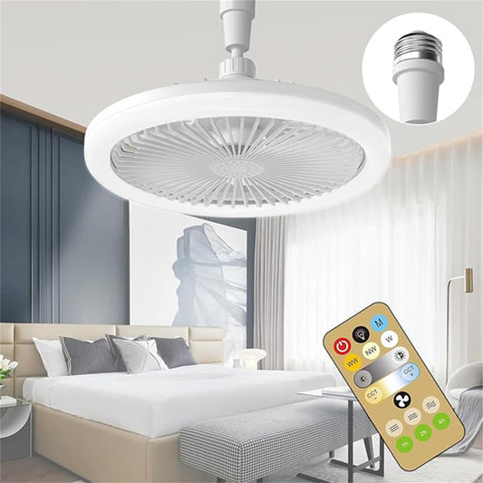 Ceiling Fan with Lights, 10 inch Fan Light with Remote, Invisible Bladeless Ceiling Fan Lights, 3 Speeds, Dimmable, Timing Setting